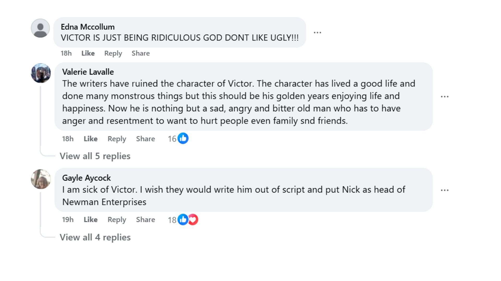 Comments by fans on the post (Image via Facebook/@Cheryl Washington)